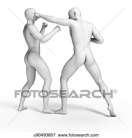 Stock Illustration - Two men fighting, illustration. Fotosearch