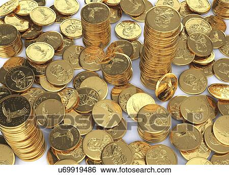 Stock Illustration - US dollar coins, artwork. Fotosearch