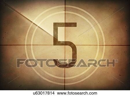 Stock Illustration - Vintage movie countdown, illustration. Fotosearch