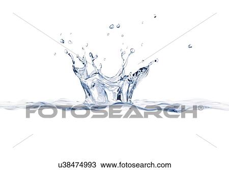 Drawing - Water splashing, artwork. Fotosearch