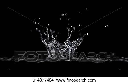 Stock Illustration - Water splashing, artwork. Fotosearch
