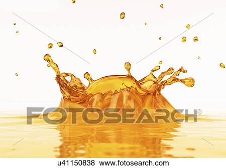 Stock Illustration - Yellow liquid splashing, artwork. Fotosearch