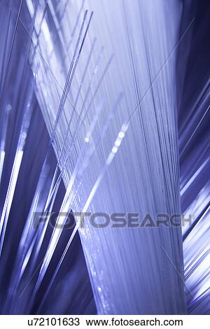 Stock Image - Abstract close up of illuminated strands of fiber optic light. Fotosearch