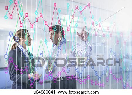 Businessman and businesswoman discussing graph on interactive display View Large Photo Image Stock Image - Businessman and businesswoman discussing graph on interactive display. Fotosearch
