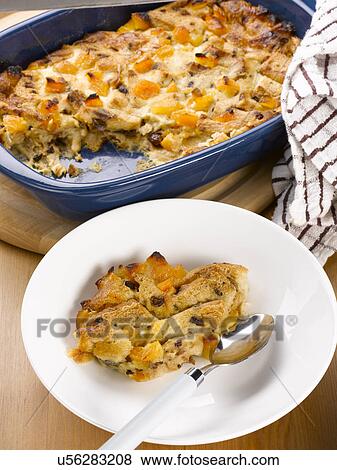 Stock Photo - Homemade bread and butter pudding. Fotosearch