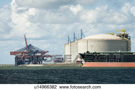 Huge tanks for LNG or liquid natural gas, in the rotterdam harbour View Large Photo Image Stock Image - Huge tanks for LNG or liquid natural gas, in the rotterdam harbour. Fotosearch