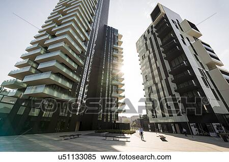 Low angle view of office buildings, Piazza Gae Aulenti, Milan, Lombardy, Italy View Large Photo Image Stock Photography - Low angle view of office buildings, Piazza Gae Aulenti, Milan, Lombardy, Italy. Fotosearch