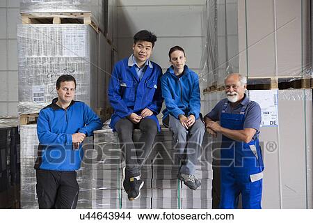 Picture - Portrait of team of factory workers. Fotosearch