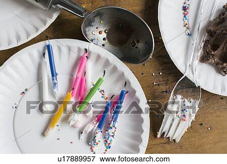 Stock Photo - Eaten birthday cake. Fotosearch