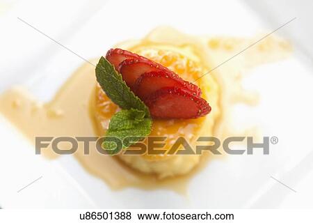 Stock Photo - Elevated view of dessert on plate. Fotosearch