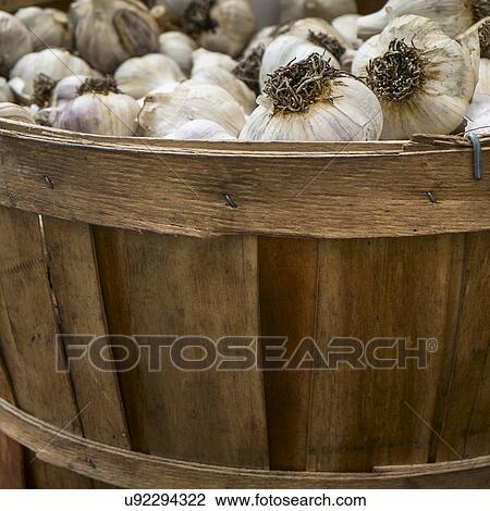 Stock Image - Garlic in basket. Fotosearch