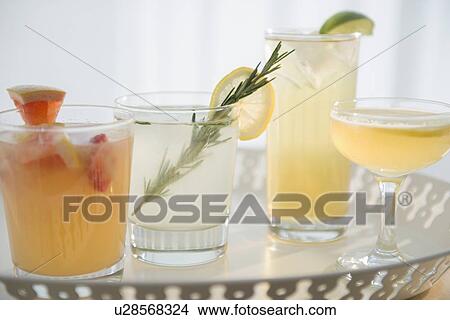 Studio shot of drinks on tray View Large Photo Image Picture - Studio shot of drinks on tray. Fotosearch