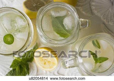 Picture - Studio shot of glasses of lemonade. Fotosearch