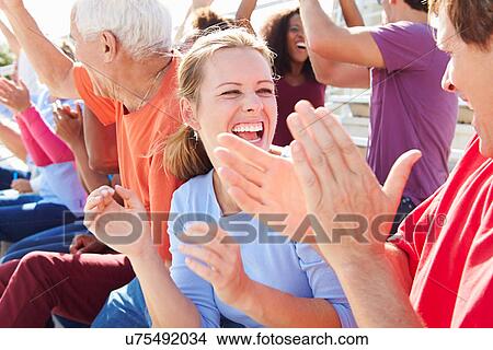 Picture - Audience Cheering At Outdoor Concert Performance. Fotosearch