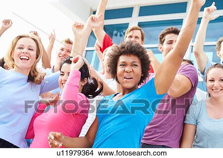 Picture - Audience Dancing At Outdoor Concert Performance. Fotosearch