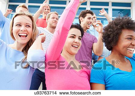 Picture - Audience Dancing At Outdoor Concert Performance. Fotosearch