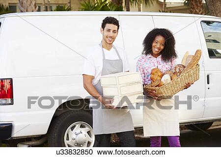 Bakers Unloading Bread And Cakes From Van View Large Photo Image Stock Image - Bakers Unloading Bread And Cakes From Van. Fotosearch