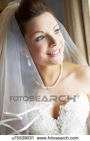 Beautiful Bride Wearing Wedding Dress View Large Photo Image Stock Image - Beautiful Bride Wearing Wedding Dress. Fotosearch
