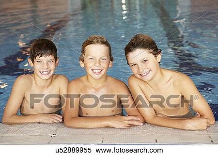 Stock Photography - Boys in swimming pool. Fotosearch