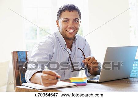 Businessman Working In Office At Home View Large Photo Image Stock Photo - Businessman Working In Office At Home. Fotosearch