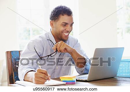 Businessman Working In Office At Home View Large Photo Image Stock Photo - Businessman Working In Office At Home. Fotosearch