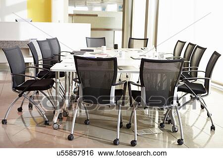 Chairs Arranged Around Empty Boardroom Table View Large Photo Image Stock Photograph - Chairs Arranged Around Empty Boardroom Table. Fotosearch