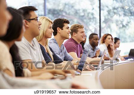 Class Of University Students Using Laptops In Lecture View Large Photo Image Stock Photo - Class Of University Students Using Laptops In Lecture. Fotosearch