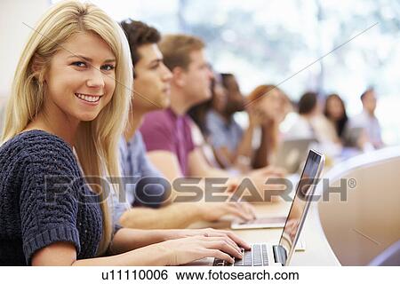 Class Of University Students Using Laptops In Lecture View Large Photo Image Stock Photograph - Class Of University Students Using Laptops In Lecture. Fotosearch