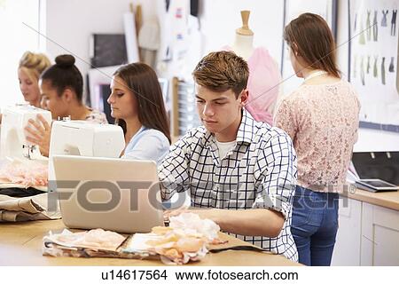 Picture - College Students Studying Fashion And Design. Fotosearch