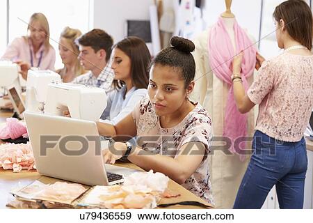 Stock Photo - College Students Studying Fashion And Design. Fotosearch
