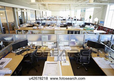 Empty Modern Open Plan Office View Large Photo Image Stock Photo - Empty Modern Open Plan Office. Fotosearch