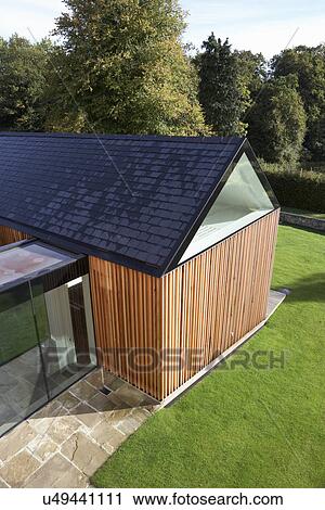 Exterior Of Modern House With Extension View Large Photo Image Stock Image - Exterior Of Modern House With Extension. Fotosearch
