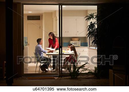 Family Eating Evening Meal Viewed From Outside View Large Photo Image Stock Photography - Family Eating Evening Meal Viewed From Outside. Fotosearch