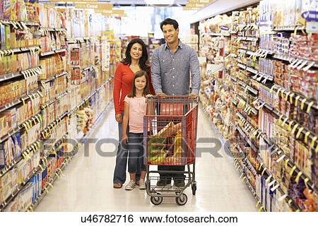 Stock Photograph - Family shopping in supermarket. Fotosearch