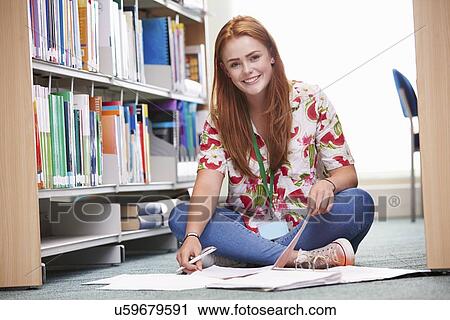 Female College Student Studying In Library View Large Photo Image Stock Image - Female College Student Studying In Library. Fotosearch