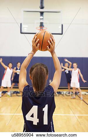 Female High School Basketball Player Shooting Basket View Large Photo Image Picture - Female High School Basketball Player Shooting Basket. Fotosearch