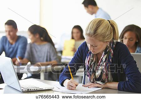 Female High School Student Studying At Desk View Large Photo Image Stock Image - Female High School Student Studying At Desk. Fotosearch
