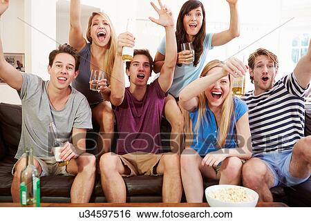 Friends Watching Sport Celebrating Goal View Large Photo Image Stock Photograph - Friends Watching Sport Celebrating Goal. Fotosearch