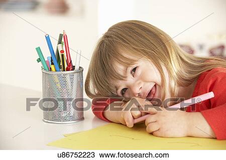 Girl with Downs Syndrome drawing View Large Photo Image Stock Image - Girl with Downs Syndrome drawing. Fotosearch