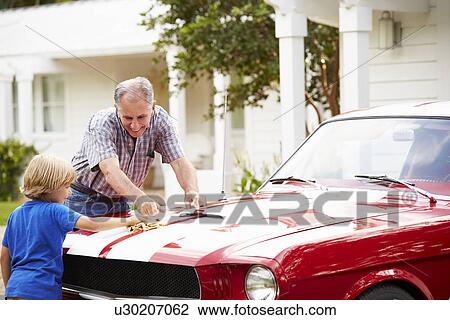 Grandfather And Grandson Cleaning Restored Classic Car View Large Photo Image Stock Image - Grandfather And Grandson Cleaning Restored Classic Car. Fotosearch