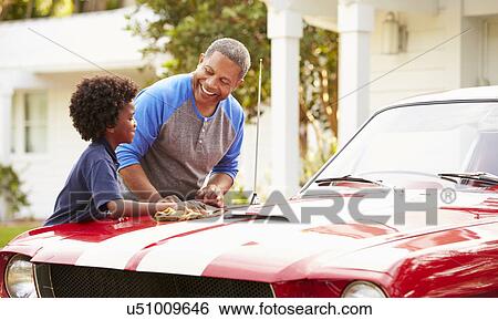 Grandfather And Grandson Cleaning Restored Classic Car View Large Photo Image Stock Photograph - Grandfather And Grandson Cleaning Restored Classic Car. Fotosearch