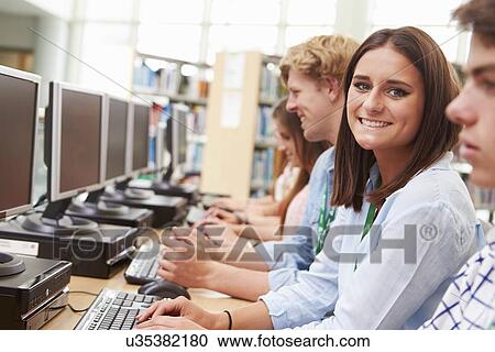 Group Of Students Working At Computers In Library View Large Photo Image Stock Image - Group Of Students Working At Computers In Library. Fotosearch