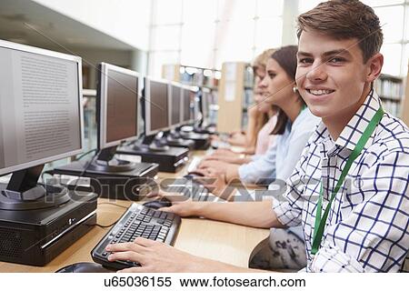 Group Of Students Working At Computers In Library View Large Photo Image Stock Photography - Group Of Students Working At Computers In Library. Fotosearch