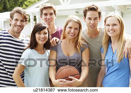 Group Of Young Friends Playing Basketball Match View Large Photo Image Stock Photo - Group Of Young Friends Playing Basketball Match. Fotosearch