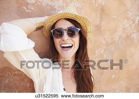 Head And Shoulders Portrait Of Pretty Woman Against Wall View Large Photo Image Stock Photography - Head And Shoulders Portrait Of Pretty Woman Against Wall. Fotosearch