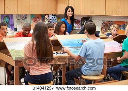 High School Art Class With Teacher View Large Photo Image Stock Photo - High School Art Class With Teacher. Fotosearch