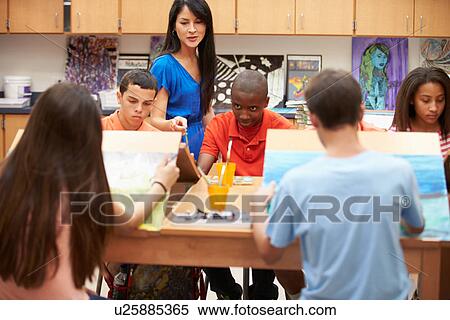 High School Art Class With Teacher View Large Photo Image Stock Photography - High School Art Class With Teacher. Fotosearch