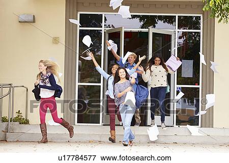 High School Pupils Celebrating End Of Term View Large Photo Image Stock Photo - High School Pupils Celebrating End Of Term. Fotosearch