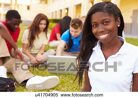 High School Students Studying Outdoors On Campus View Large Photo Image Stock Photography - High School Students Studying Outdoors On Campus. Fotosearch