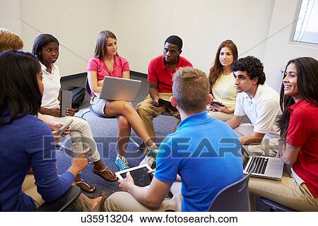 High School Students Taking Part In Group Discussion View Large Photo Image Picture - High School Students Taking Part In Group Discussion. Fotosearch